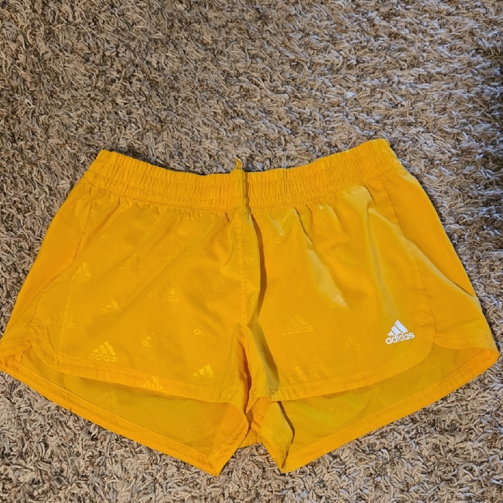adidas Women's Bright Yellow Athletic Shorts with Logo